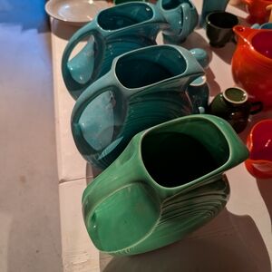 Fiestaware Teal and Green Ceramic Pitchers
